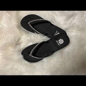 Yellow box Jello flip flops